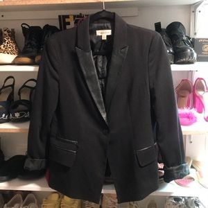 Calvin Klein black blazer with faux leather trim